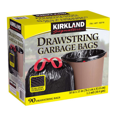 Kirkland Signature Drawstring Garbage Bags 30"x33" 90ct