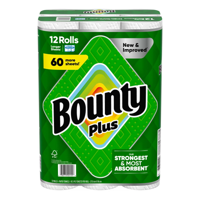 Bounty Plus Paper Towels 12 Rolls x 91 Sheets