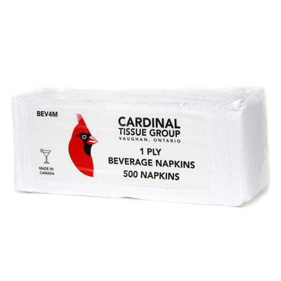 Cardinal Beverage Napkins White 1 ply 1/4 fold 8x500