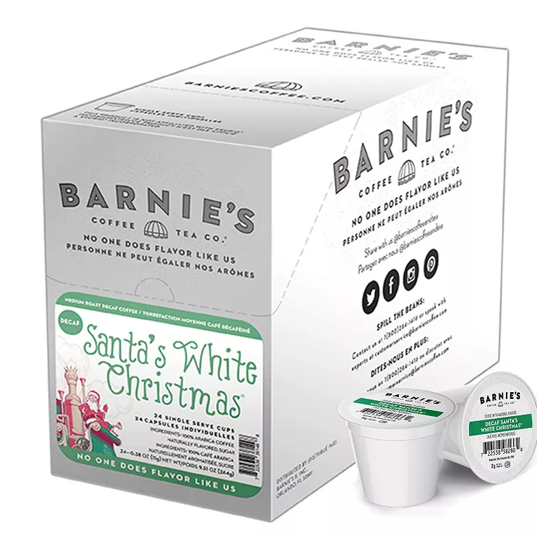 Barnie's Santa's White Christmas Single Serve Decaf Coffee 24ct Barnie's Santa's White Christmas Single Serve Decaf Coffee 24ct