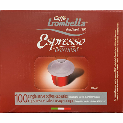 Caffe Trombetta Cremoso Nespresso Compatible Capsules 100ct