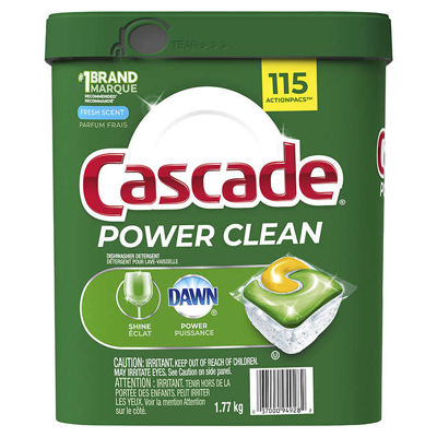 Cascade Power Clean Dishwasher Detergent 115 ActionPacs