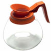 Glass Coffee Pot, Decanter, Orange Handle/Spout