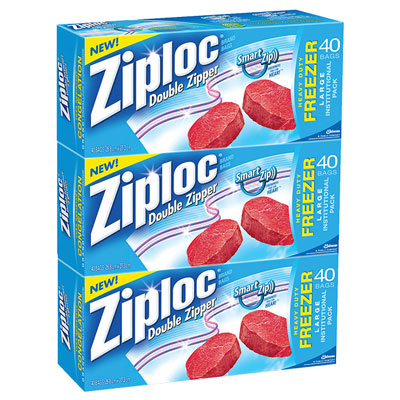 Ziplock Large Freezer Bags 3x40ct